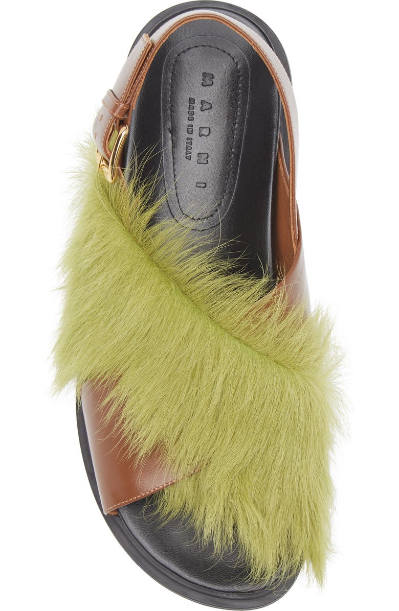 Marni Fussbett Furry Crisscross Slingback Sandal, Alternate, color, Green