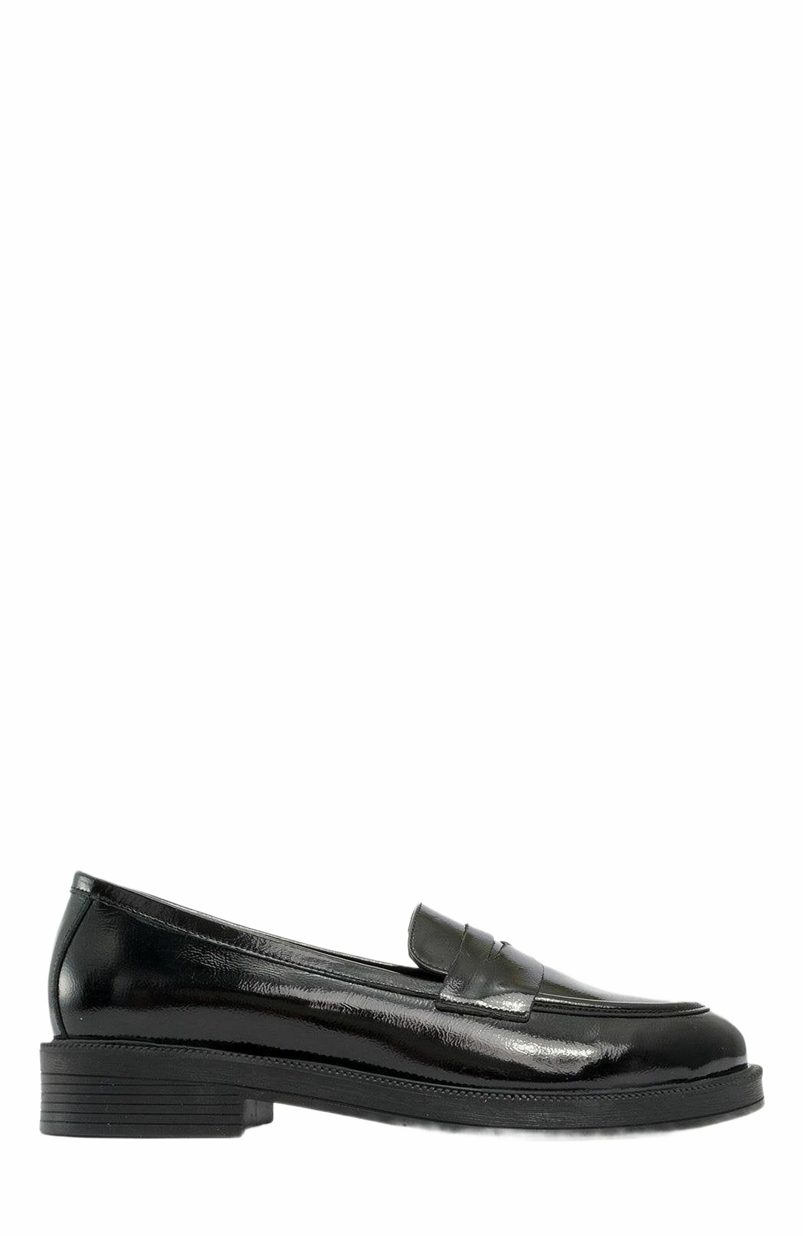Forever & Always Shoes Bree Platform Penny Leather Loafer, Alternate, color, Black Patent Leather