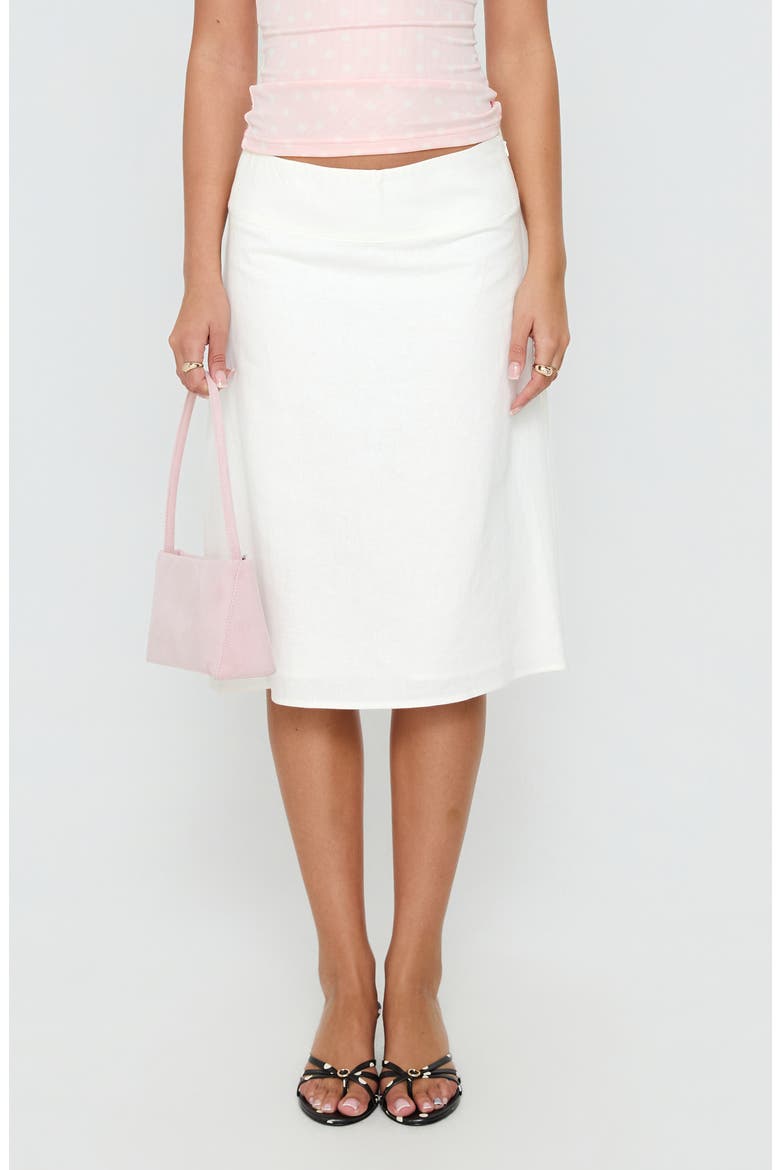 Such Delight Linen Blend Midi Skirt, Main, color, WHITE