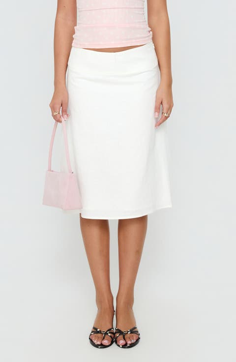 Such Delight Linen Blend Midi Skirt
