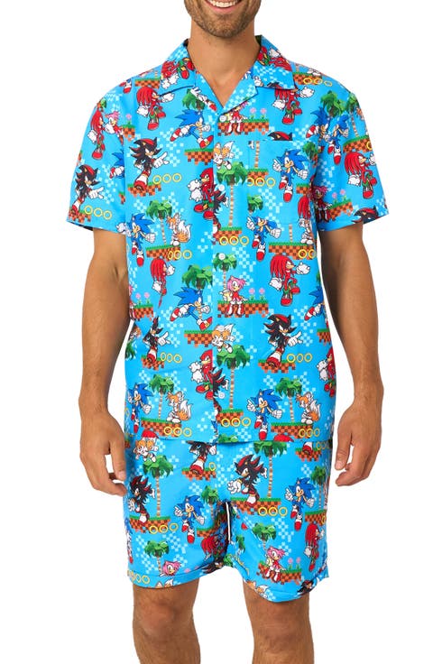 Sonic Green Hill Button Front Short Sleeve Shirt