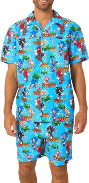 OppoSuits Sonic Green Hill Button Front Short Sleeve Shirt