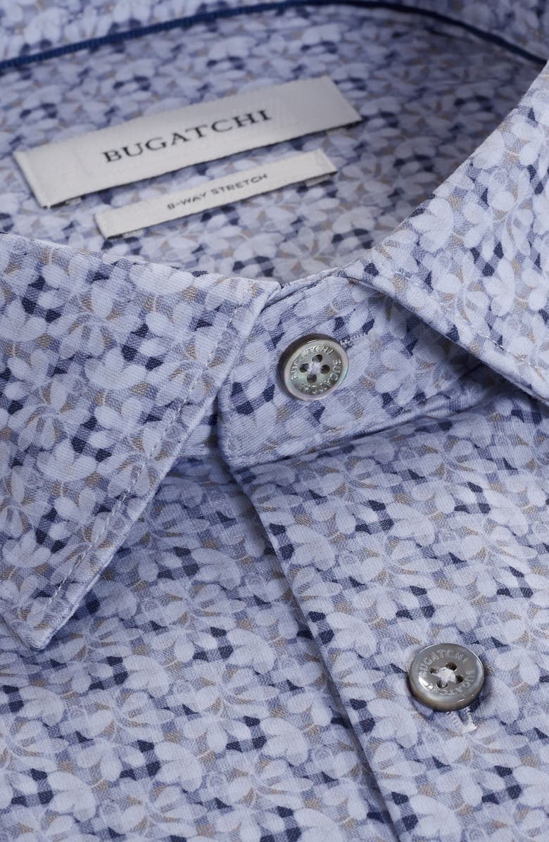 Bugatchi James OoohCotton<sup>®</sup> Floral Check Print Button-Up Shirt, Alternate, color, Platinum