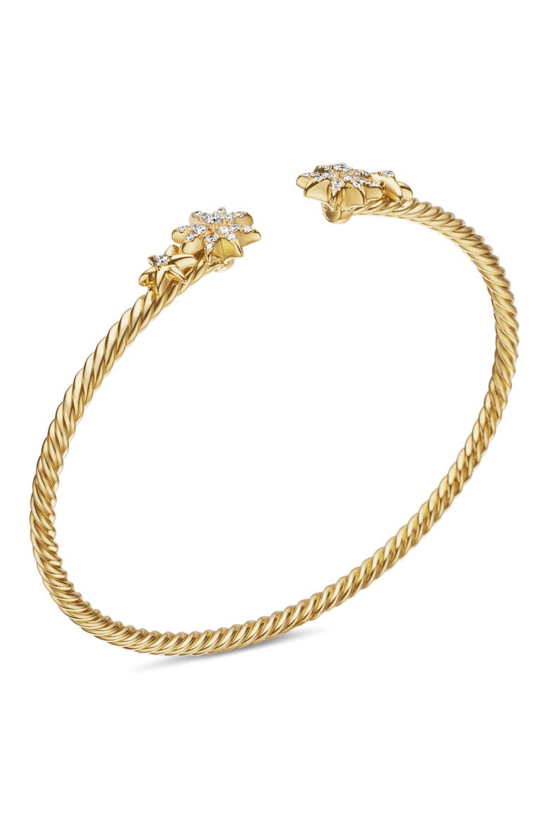 Petite Starbust Cable Cuff Bracelet, Alternate, color, DIAMOND/ YELLOW GOLD