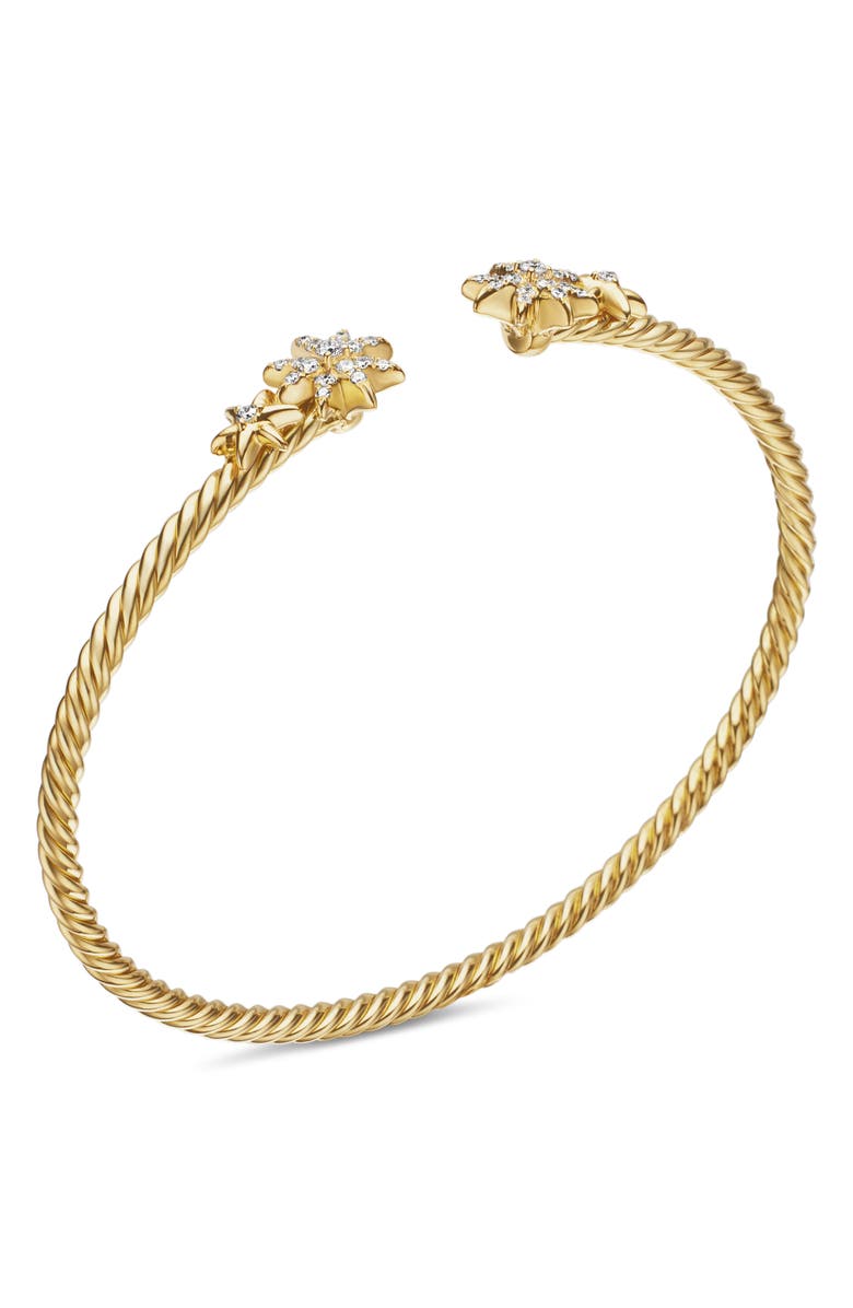 David Yurman Petite Starbust Cable Cuff Bracelet, Alternate, color, Diamond/ Yellow Gold