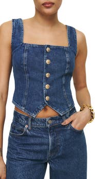 Reformation Bo Crop Denim Tank