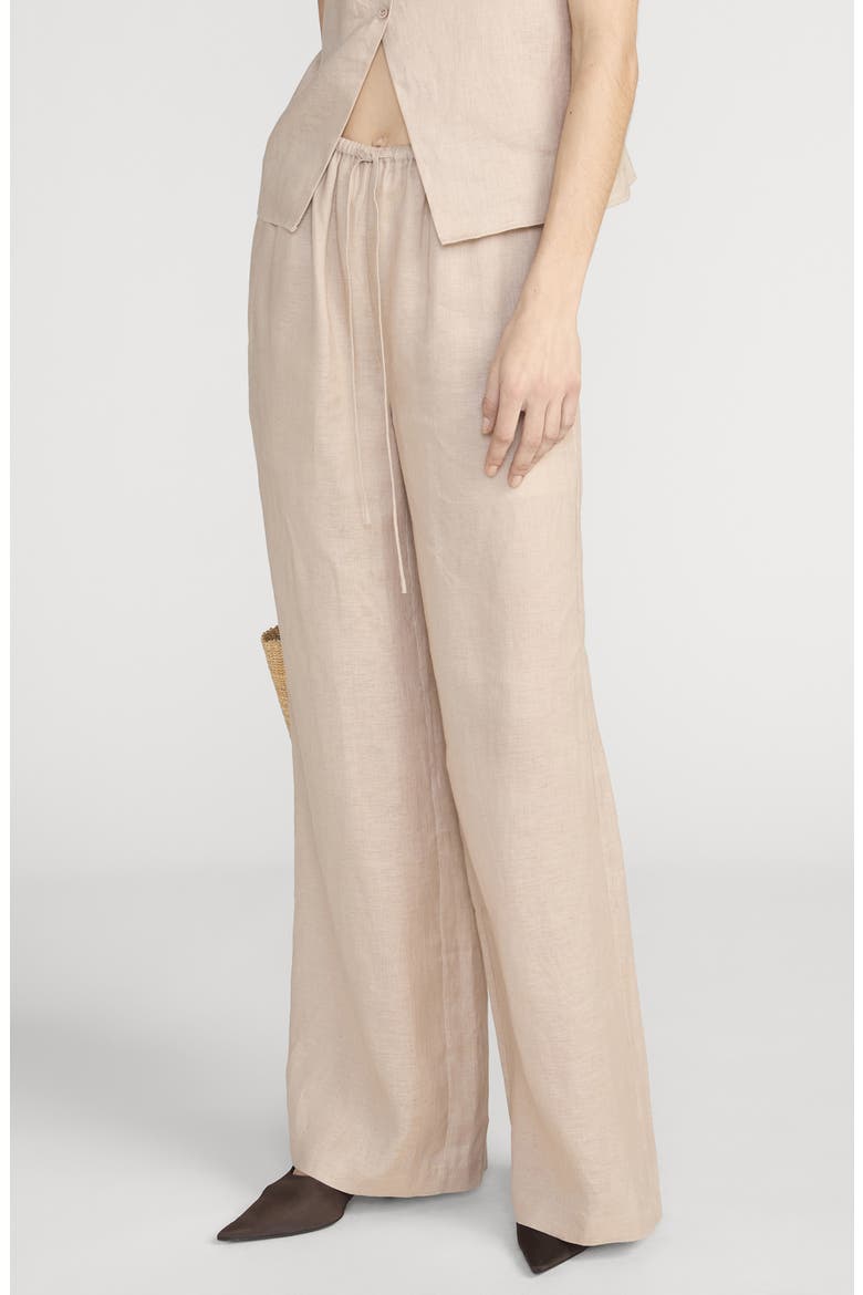Linen Drawstring Lounge Pants, Main, color, FLAX