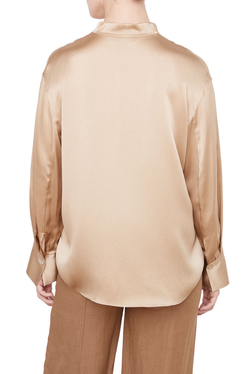 Vince Split Neck Silk Blouse, Alternate, color, 