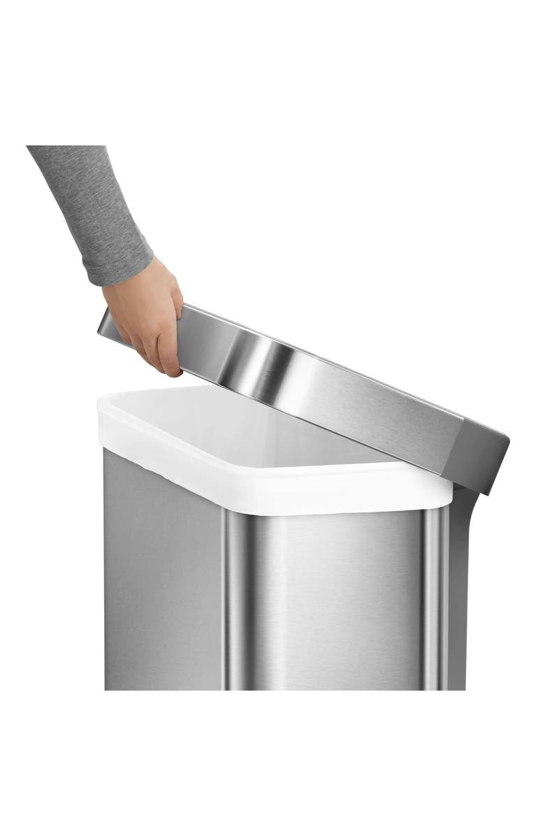 simplehuman 55L rectangular step can with liner pocket, Alternate, color, Brushed
