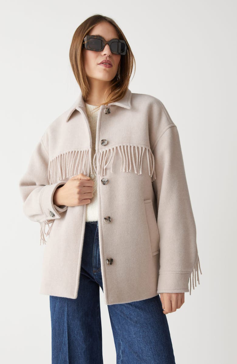 & Other Stories Oversize Wool Blend Fringe Jacket, Alternate, color,