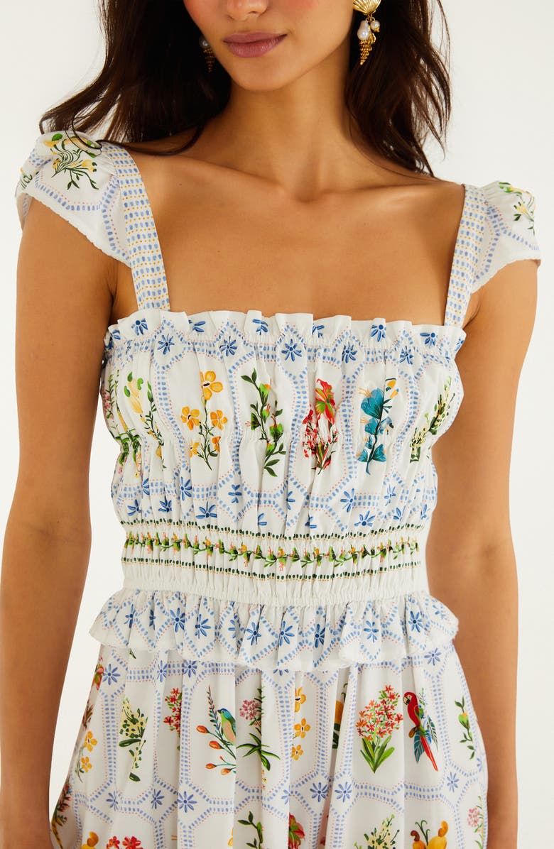 FARM Rio Tropical Porcelain Print Maxi Dress, Alternate, color, Off-White