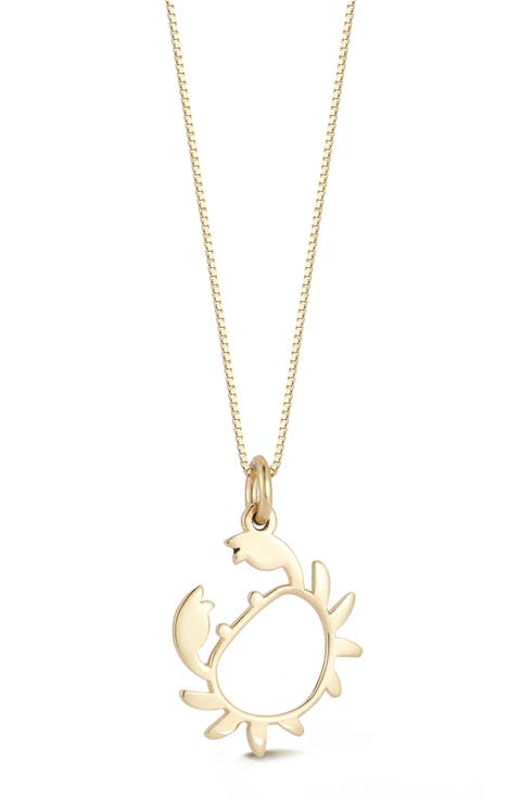 14k Gold Crab Necklace