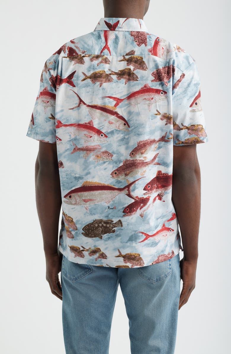 Kahala Micah's Catch Short Sleeve Button-Down Shirt, Alternate, color, Silver Blue