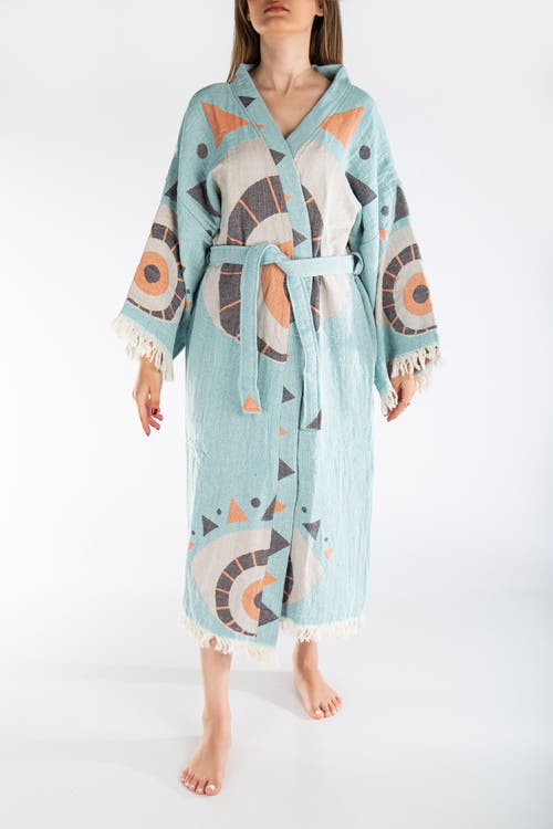 Forever & Always Shoes Ciela Handmade Cotton Boho Kimono In Blue