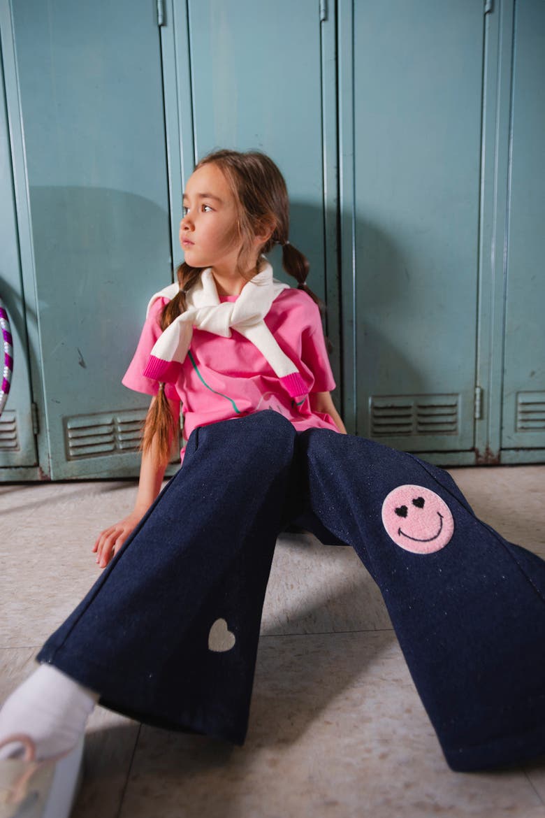 French Terry Playful Relaxed Sparkle Pant, Alternate, color, Navy Blue Denim