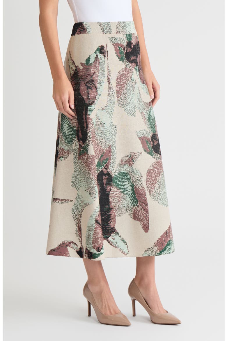 Abstract A-Line Jacquard Soft Knit Maxi Skirt, Alternate, color, Dark Ivy/Midnight Umber