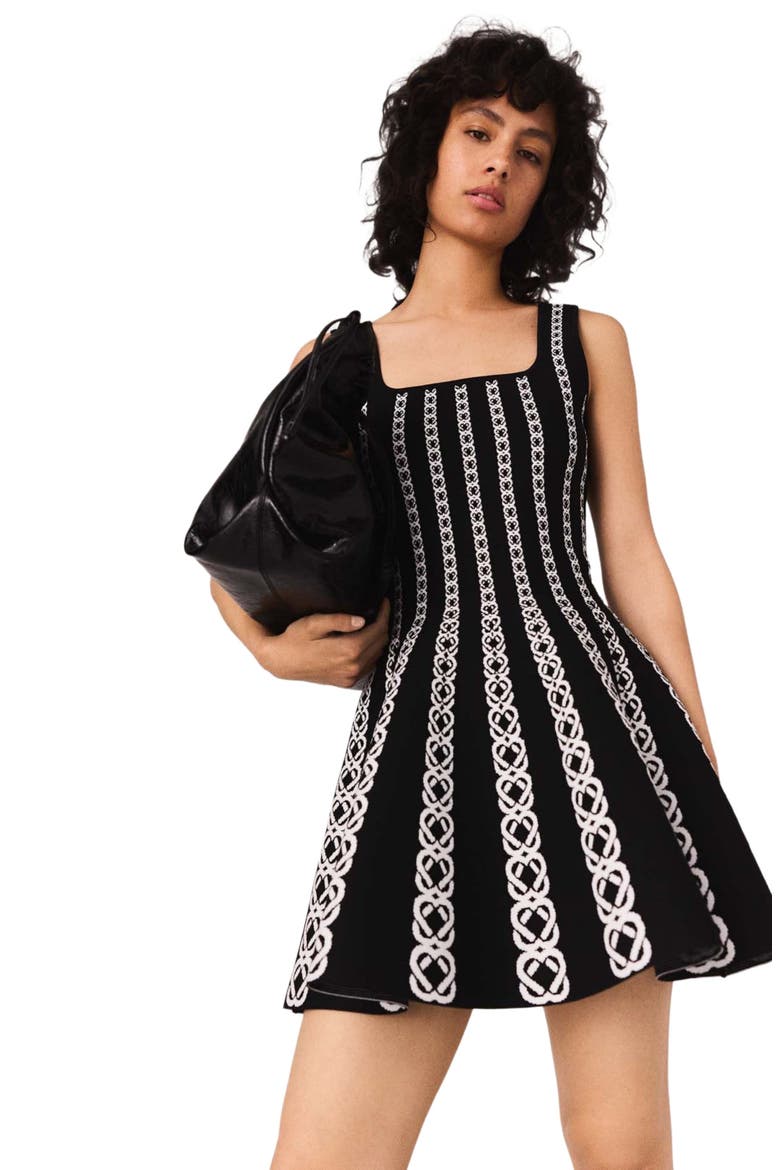 maje contrast knit dress Maje Rosie Contrast Topstitching Knit Dress evaChic