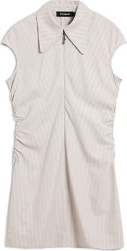 Desigual Cap Sleeve Ruched Mini Shirtdress