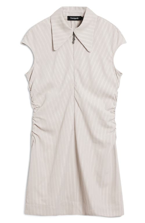 Desigual Cap Sleeve Ruched Mini Shirtdress In Neutral