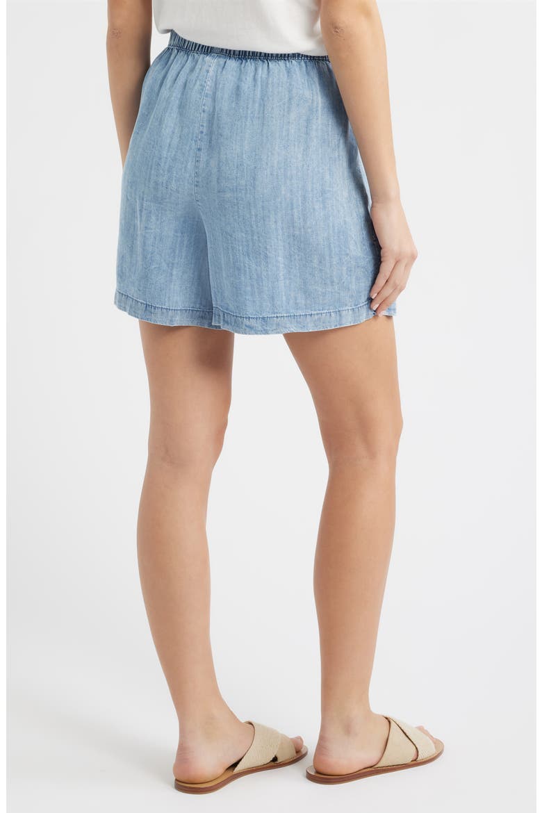 Yoko Tie Waist Chambray Shorts, Alternate, color, MEDIUM WASH