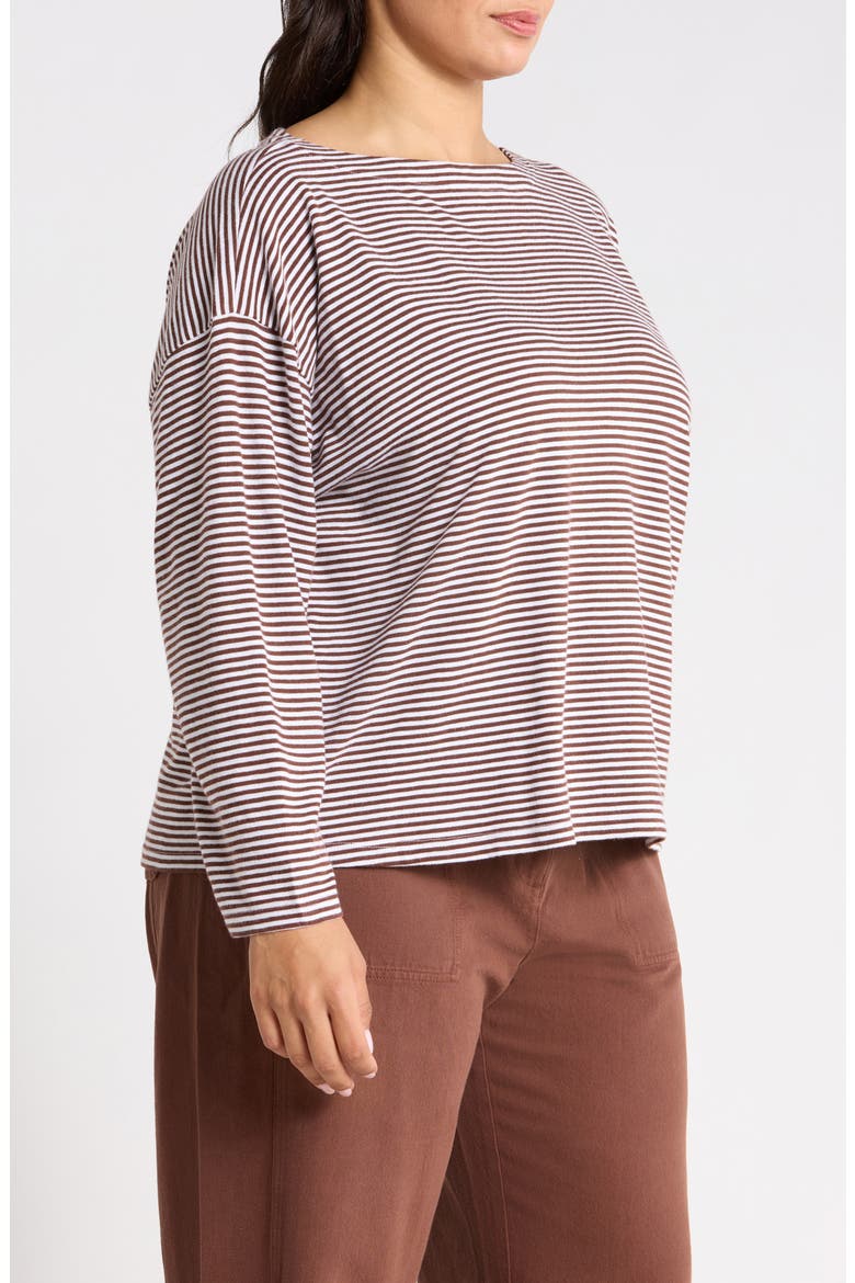 Striped Bateau Neck Boxy Organic Cotton Top, Alternate, color, TRUFL