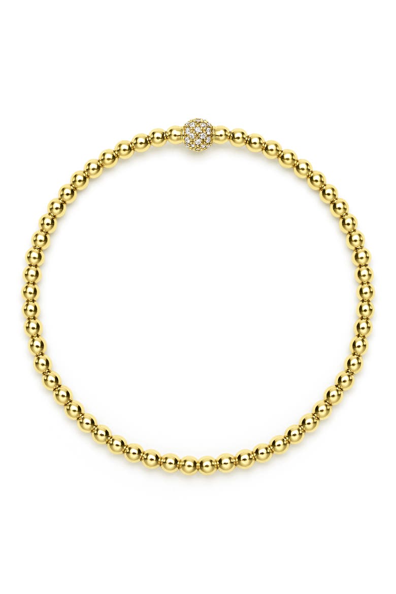 Pavé Diamond Ball Caviar Stretch Bracelet, Alternate, color, GOLD