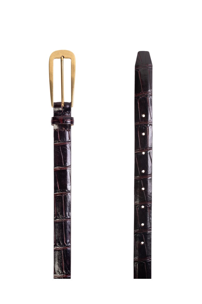 ORLY BELT, Alternate, color, BROWN CROC LEATHER
