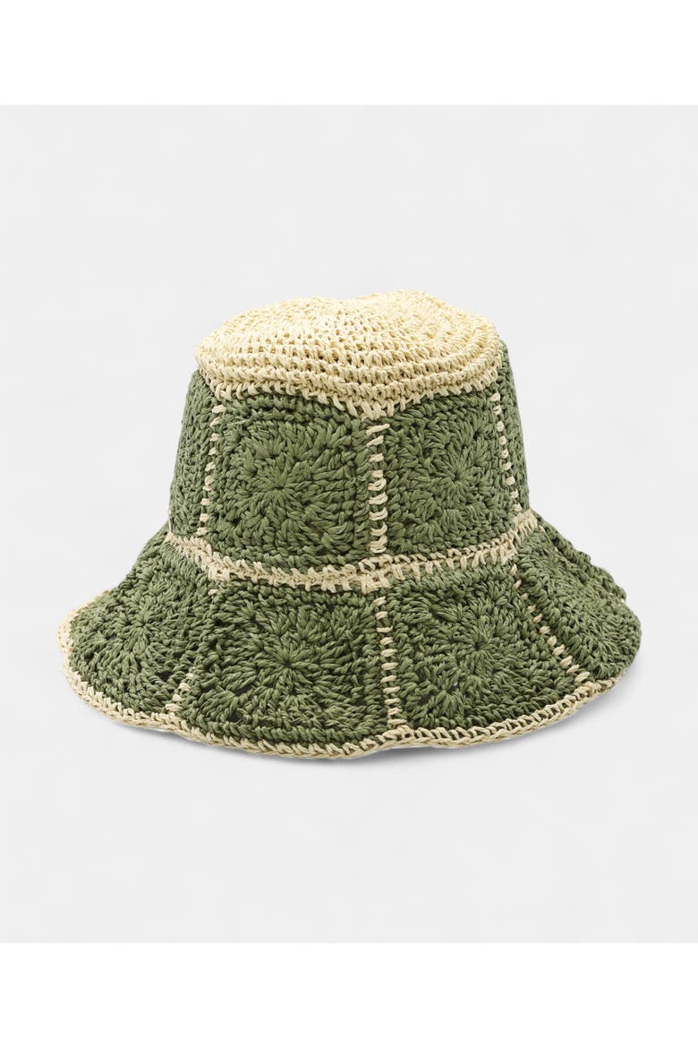 Serafina Packable Crotchet Bucket Hat, Main, color, NATURAL/SAGE
