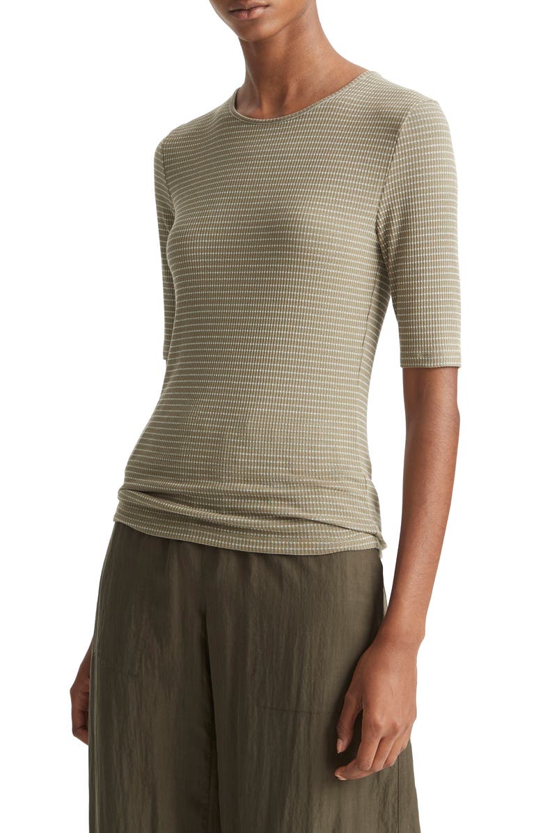 Vince Stripe Top, Alternate, color, Artichoke/ Off White