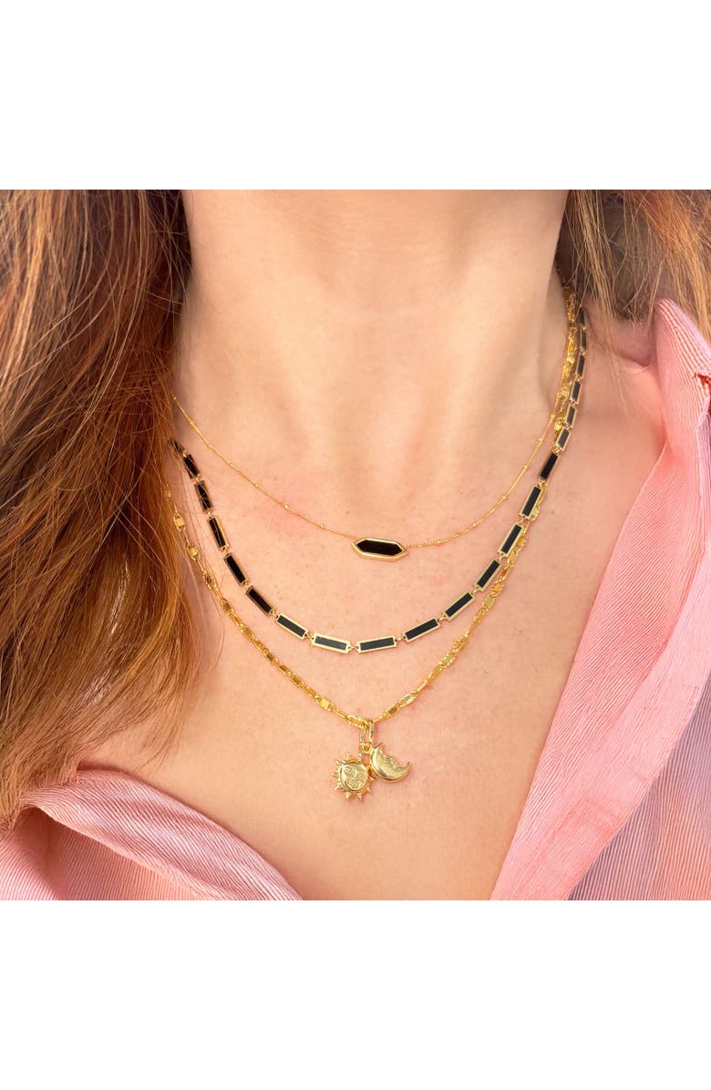 The Lovery Fine Jewelry Onyx Bar Necklace, Alternate, color, 