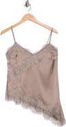 Madden Girl Lace Trim Asymmetric Hem Satin Camisole