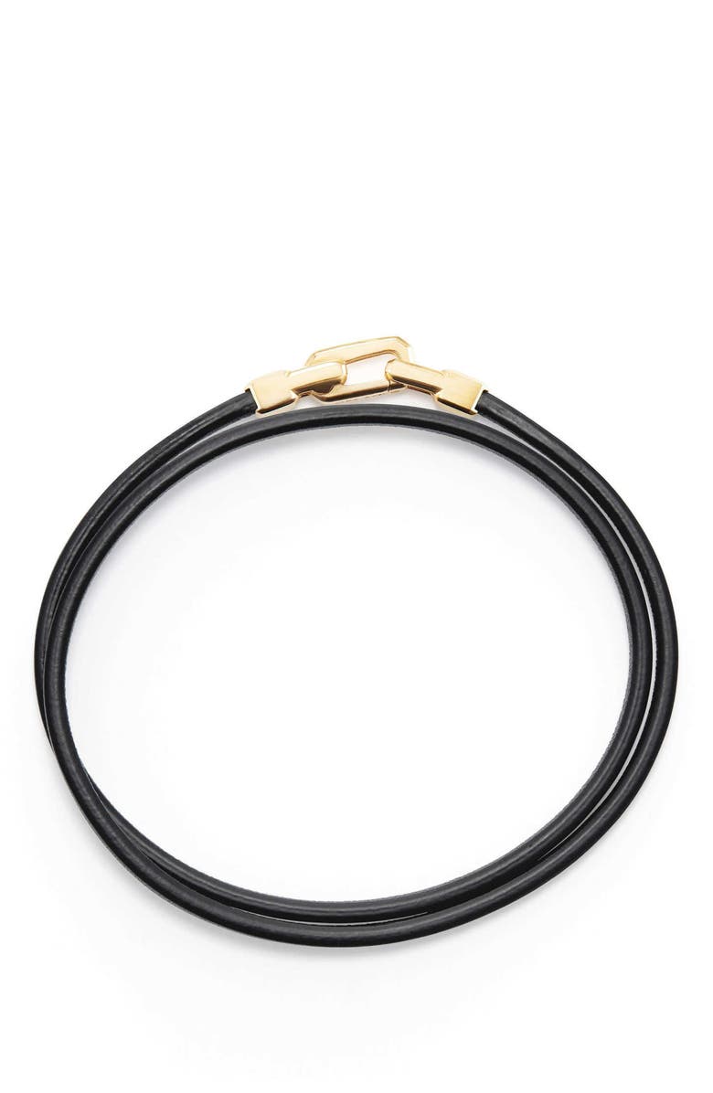 David Yurman Streamline Double Wrap Leather Bracelet with 18K Gold, Alternate, color, Gold