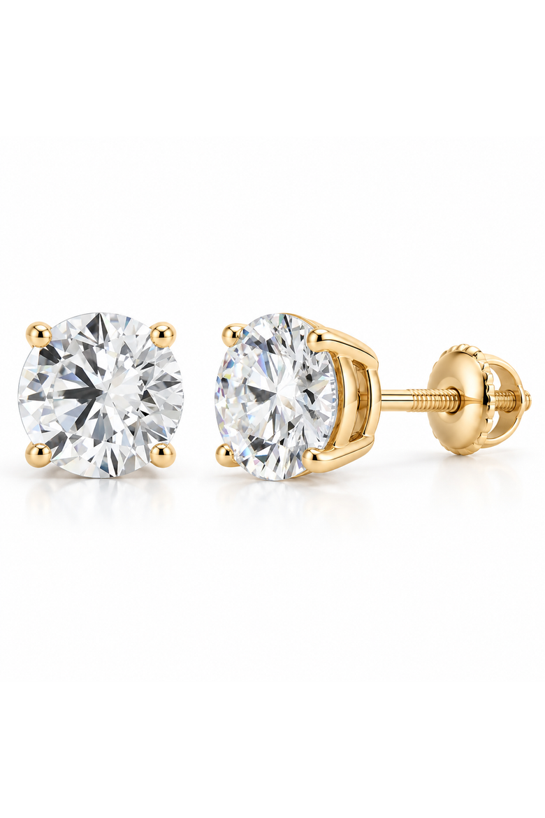 3 ct. tw. D Color VS1 Round Lab-Grown Diamond Stud Earrings in 14K Gold, Main, color, 14K Yellow Gold