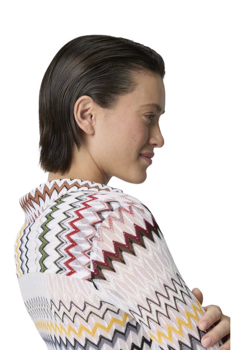 Blouse In Cotton And Viscose Zig Zag With V-neckline, Alternate, color, Multicoloured