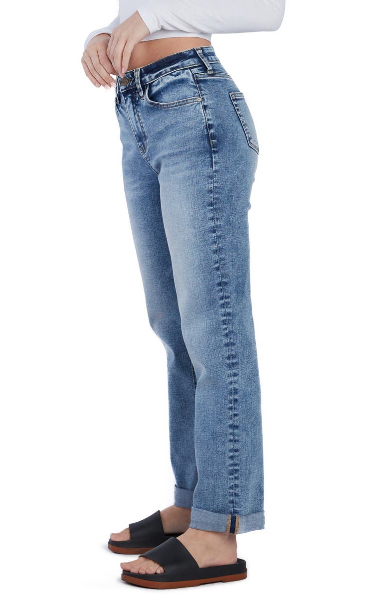 HINT OF BLU High Waist Cuff Boyfriend Jeans, Alternate, color, Chic Ice Blue