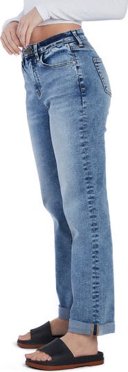 High Waist Cuff Boyfriend Jeans