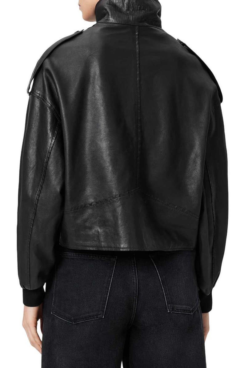 AllSaints Lowden Leather Jacket, Alternate, color, Black