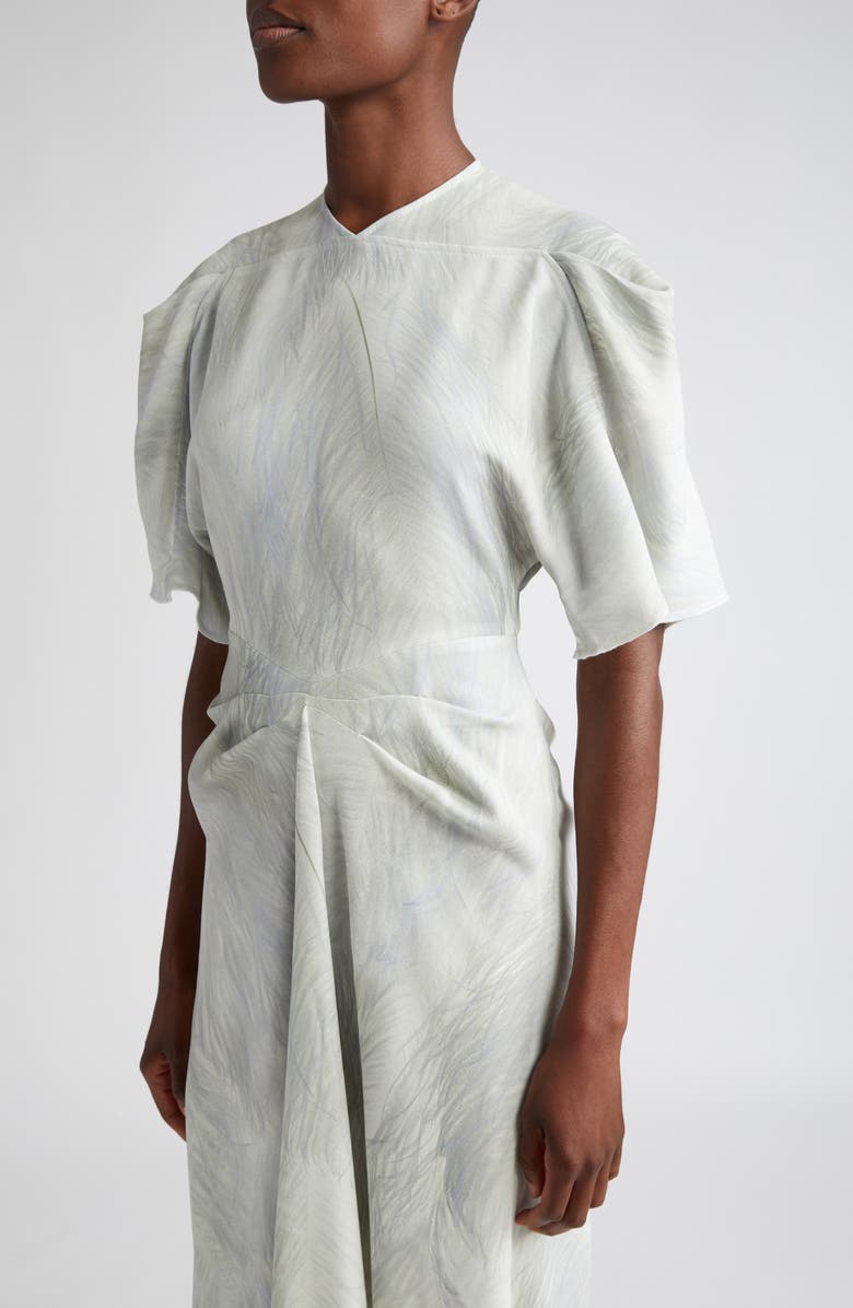 Victoria Beckham Feather Print Drape Sleeve Midi Dress, Alternate, color,