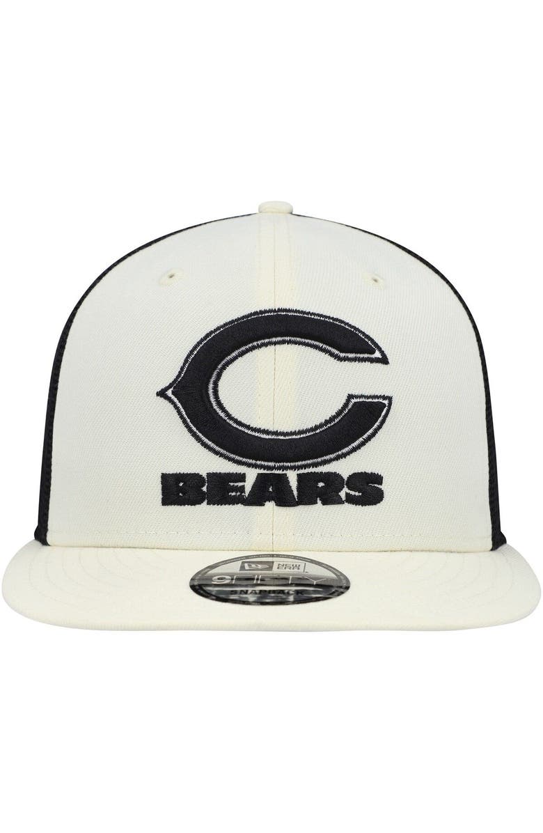 New Era Men's New Era Cream/Black Chicago Bears Chrome Collection 9FIFTY Trucker Snapback Hat, Alternate, color, 
