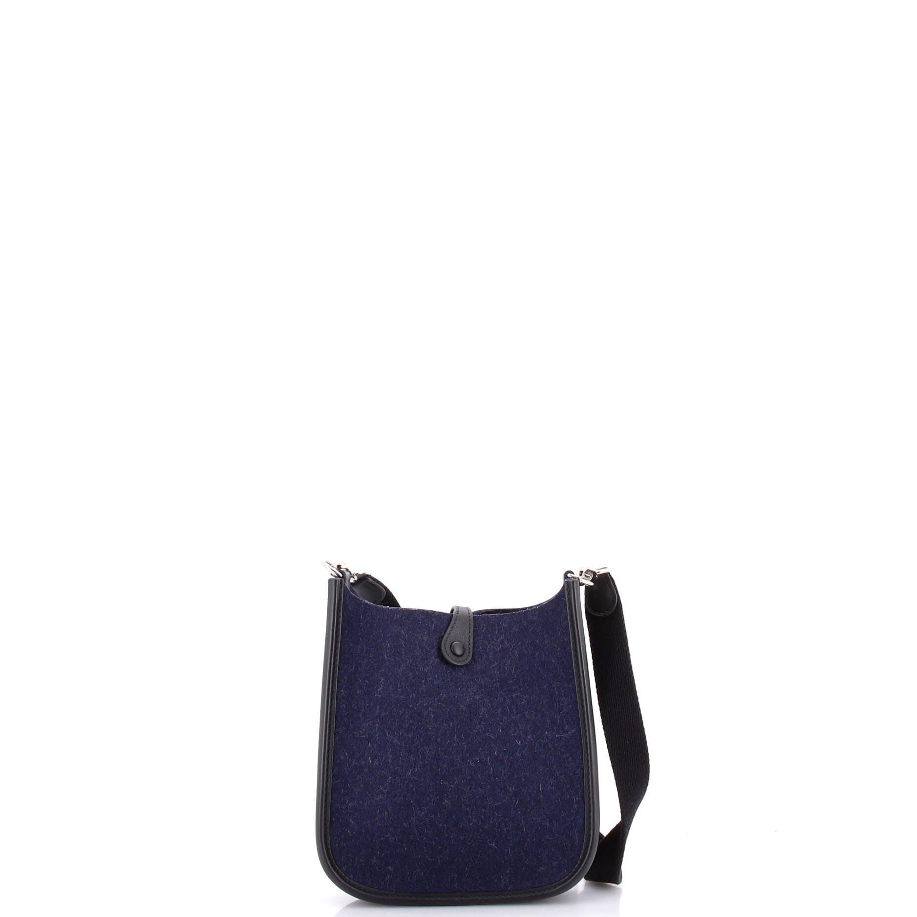 Pre-Owned Hermes Evelyne Bag Gen III Felt TPM, Alternate, color, Bleu Nuit