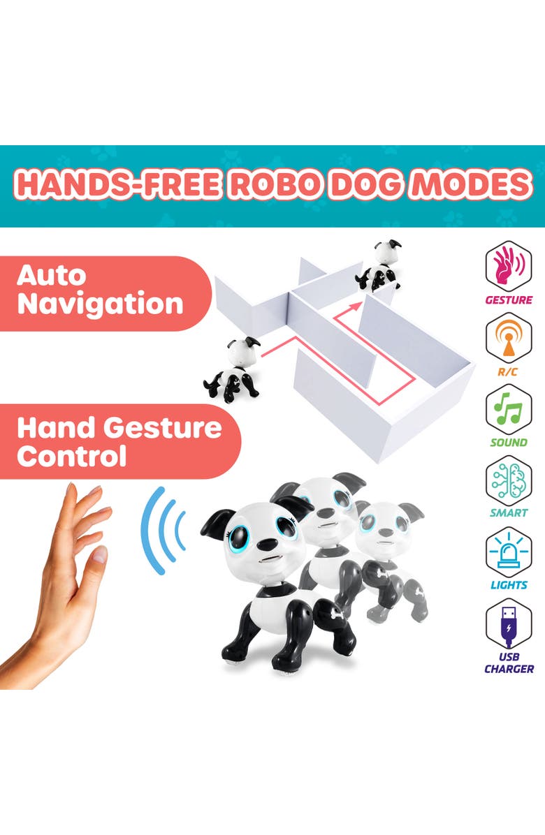 Power Your Fun Robo Pets Puppy STEM Educational Robotic Toy, Alternate, color, Black, White