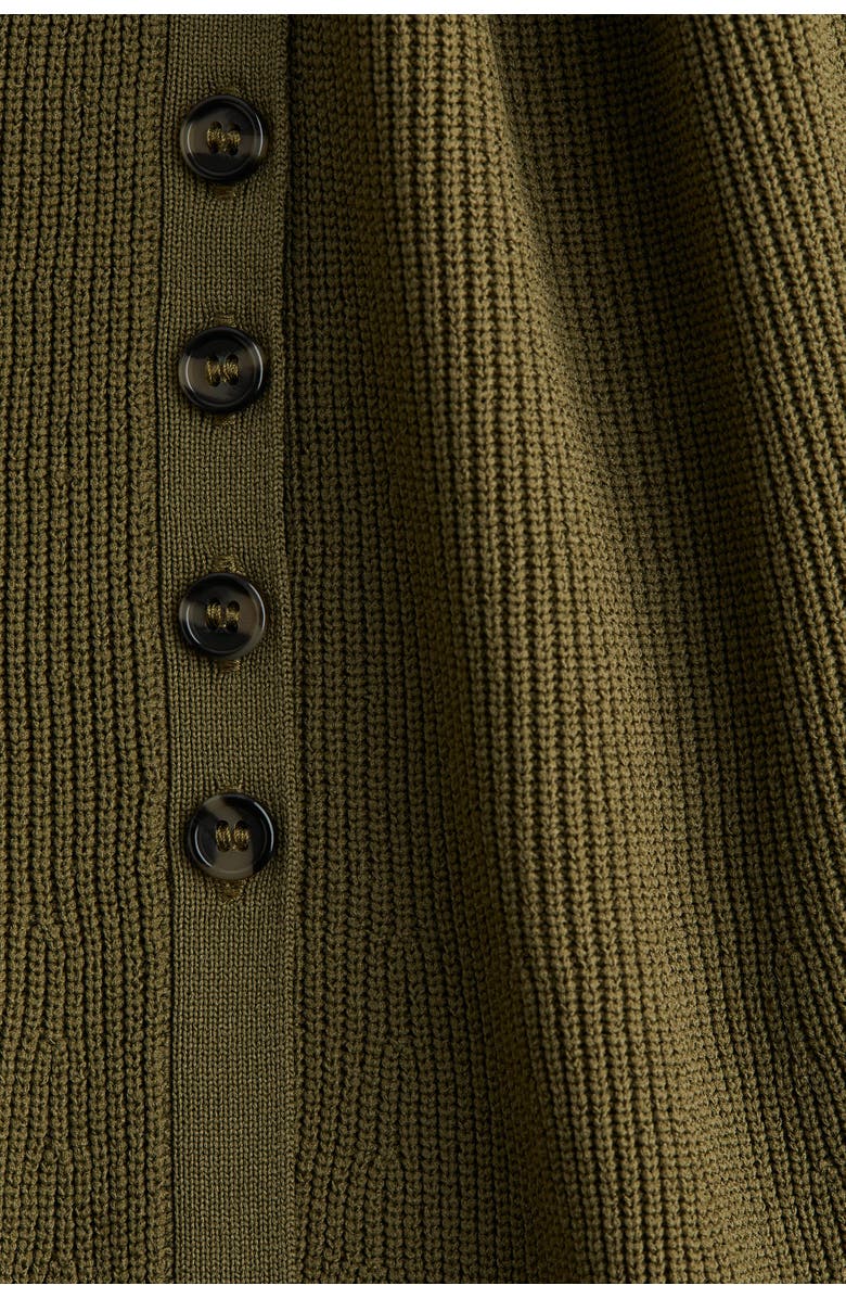 H&M Rib-knit Peplum Waistcoat, Alternate, color, Dark Khaki Green