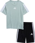 adidas Kids' 3-Stripes Recycled Polyester T-Shirt & Shorts Set