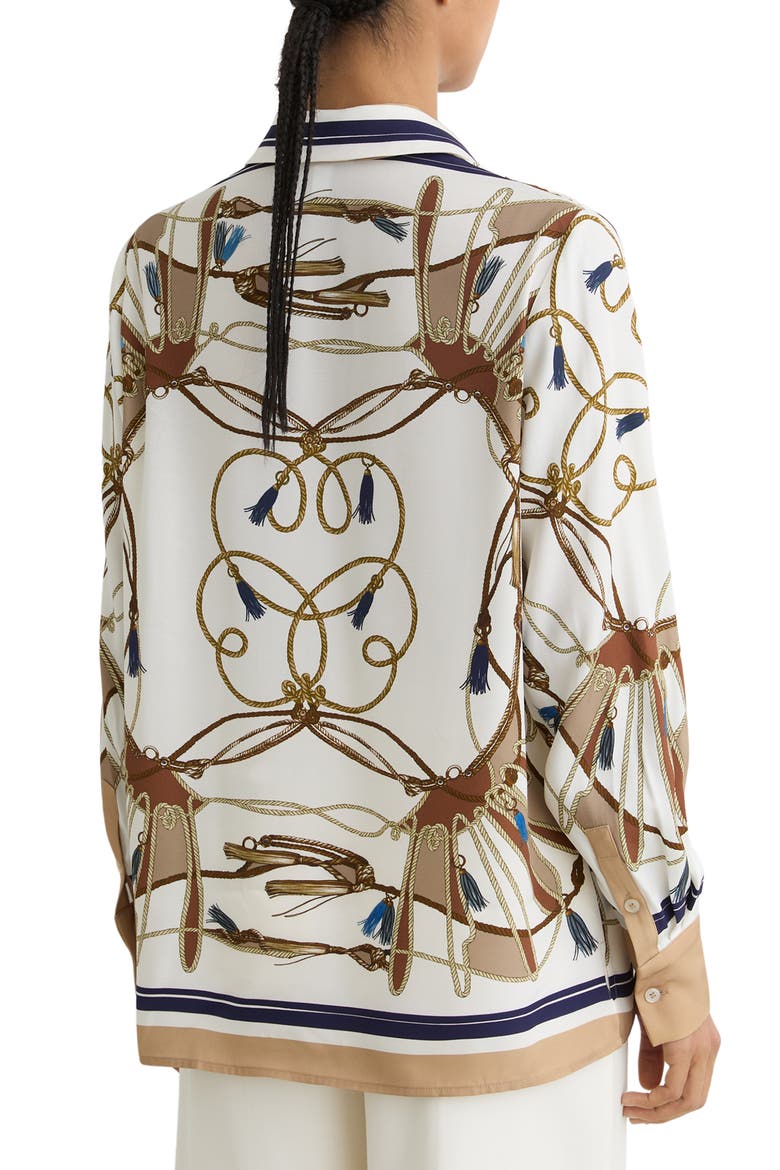 Ellis Tassel Print Button-Up Shirt, Alternate, color, IVORY/ BROWN