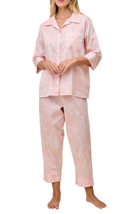 Cheri Blossom Crop Cotton Sateen Pajamas