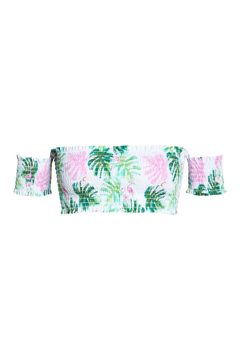 Smocked Off the Shoulder Bikini Top, Alternate, color, MINGOS