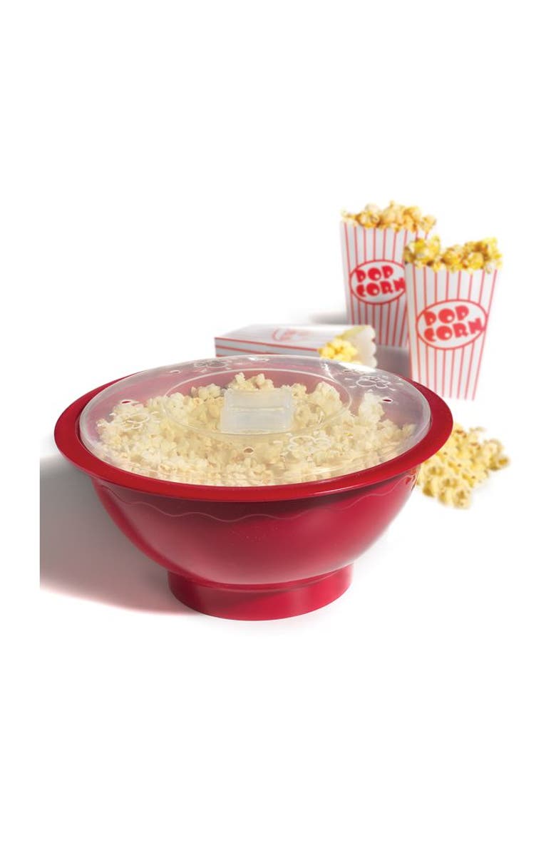 Norpro Microwave Popcorn Popper with Lid, 10.5-Inch, Red, Alternate, color, Red