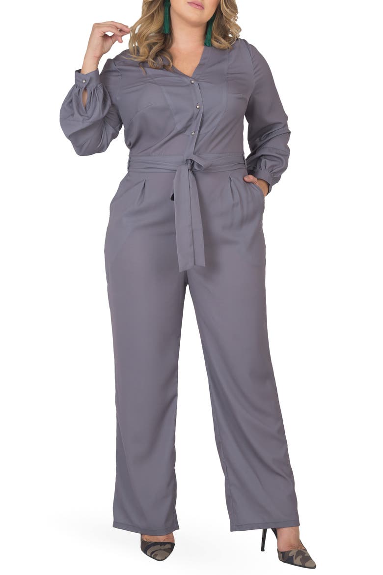 Long Sleeve Jumpsuit, Main, color, LIGHT GREY