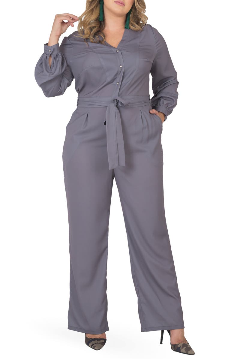Standards & Practices Long Sleeve Jumpsuit, Main, color, Light Grey