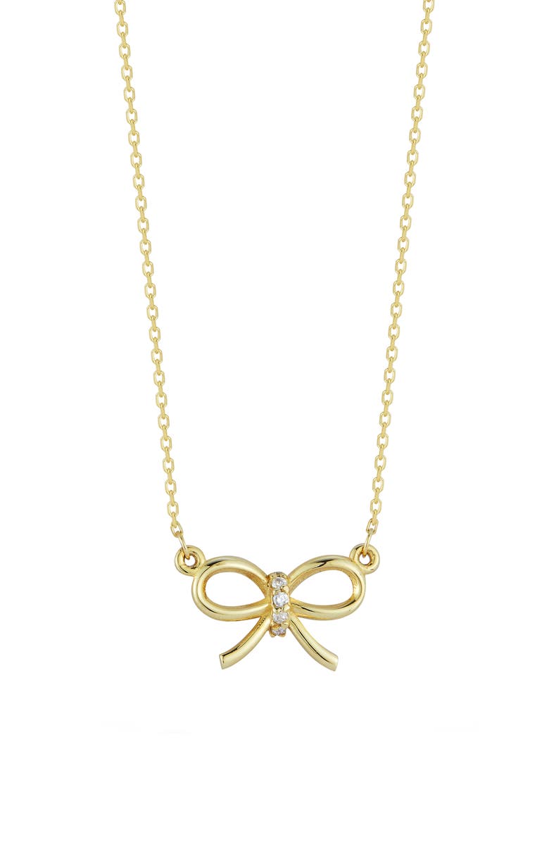 Ember Fine Jewelry Diamond Bow Pendant Necklace, Main, color, Gold